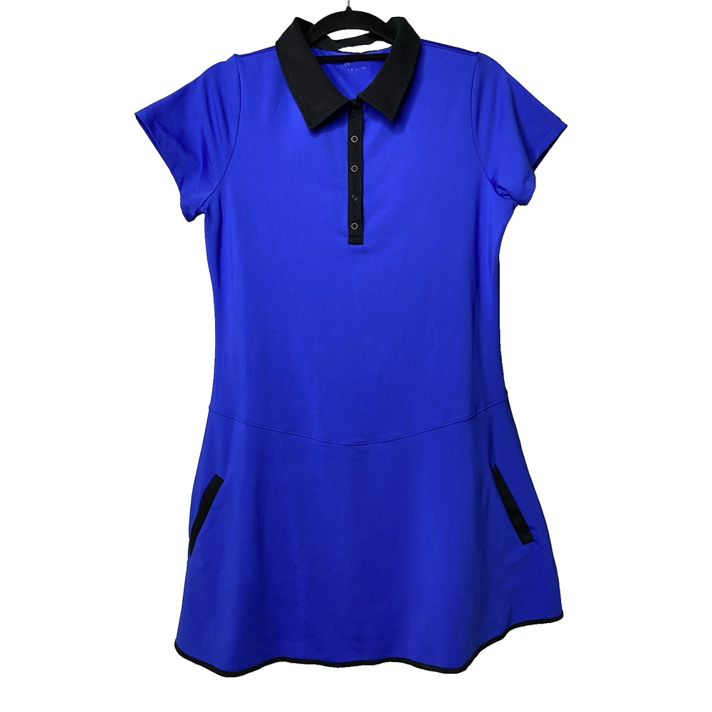 Olaya Sport Power Dress Women's XL Deep Blue Tennis Stretch Pockets Fit n Flare